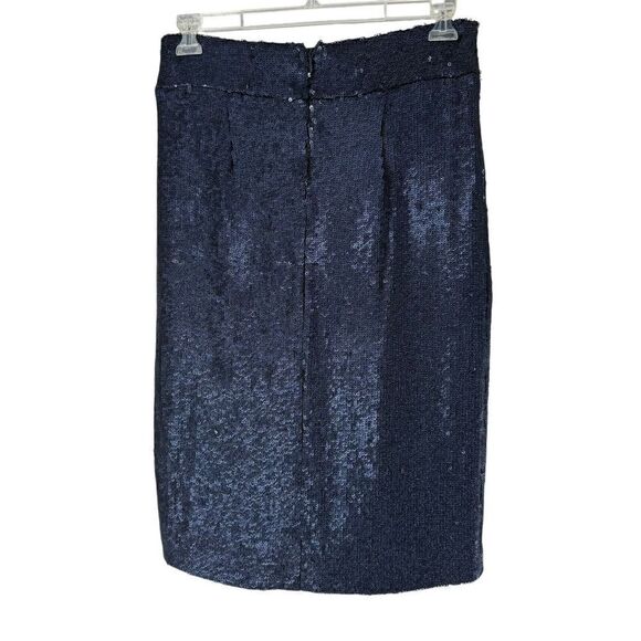 Halston Skirt Sequin Pencil Navy Blue Sparkle Womens Size 8 Formal Knee Length - Picture 7 of 7